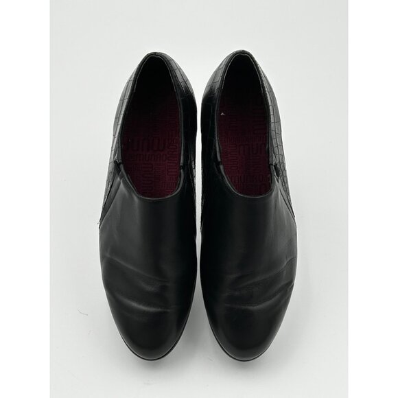 Munro Marteen Black Leather Croc Embossed Slip-On Loafers Women’s 9WW Comfort - Picture 4 of 15